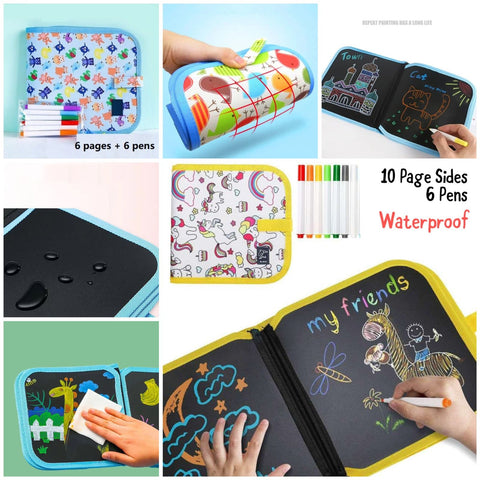 Erasable Waterproof Doodle Activity Drawing Book with 3 Pens[1Pc][PD]