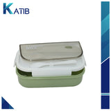 Kids Wheat Straw LunchBox With Spoon & Fork- Green 1000ml[1Pc][PD]