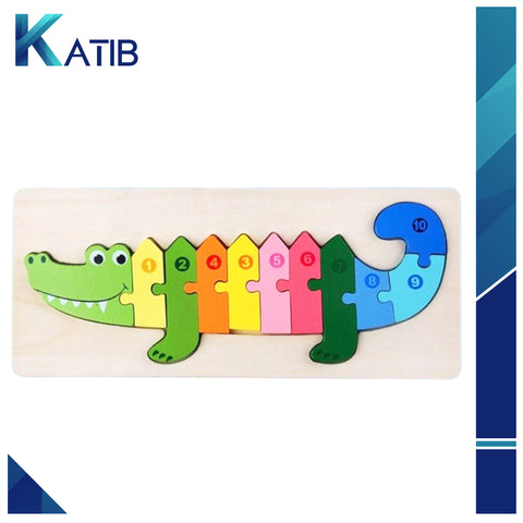 Colorful Wooden Crocodiles Shaped Puzzle with Numerical Number [PD][1Pc]