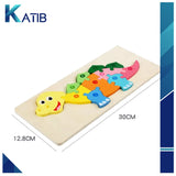 Colorful Wooden Dinosaur Shaped Puzzle with Numerical Number [PD][1Pc]