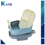 Double Layer Lunch Box Portable With Fork And Spoon For kids School Light Blue[1Pc][PD]
