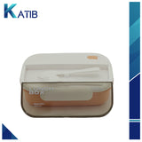 Kids Wheat Straw LunchBox With Spoon & Fork- Orange 1000ml[1Pc][PD]