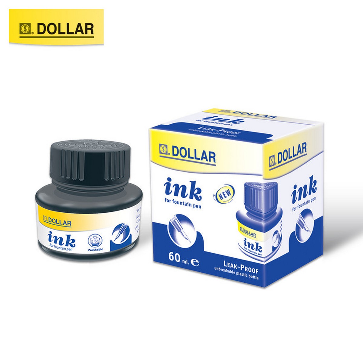 2 X DOLLAR CALLIGRAPHY INK FOUNTAIN PEN INK - BLACK, BLUE & RED .