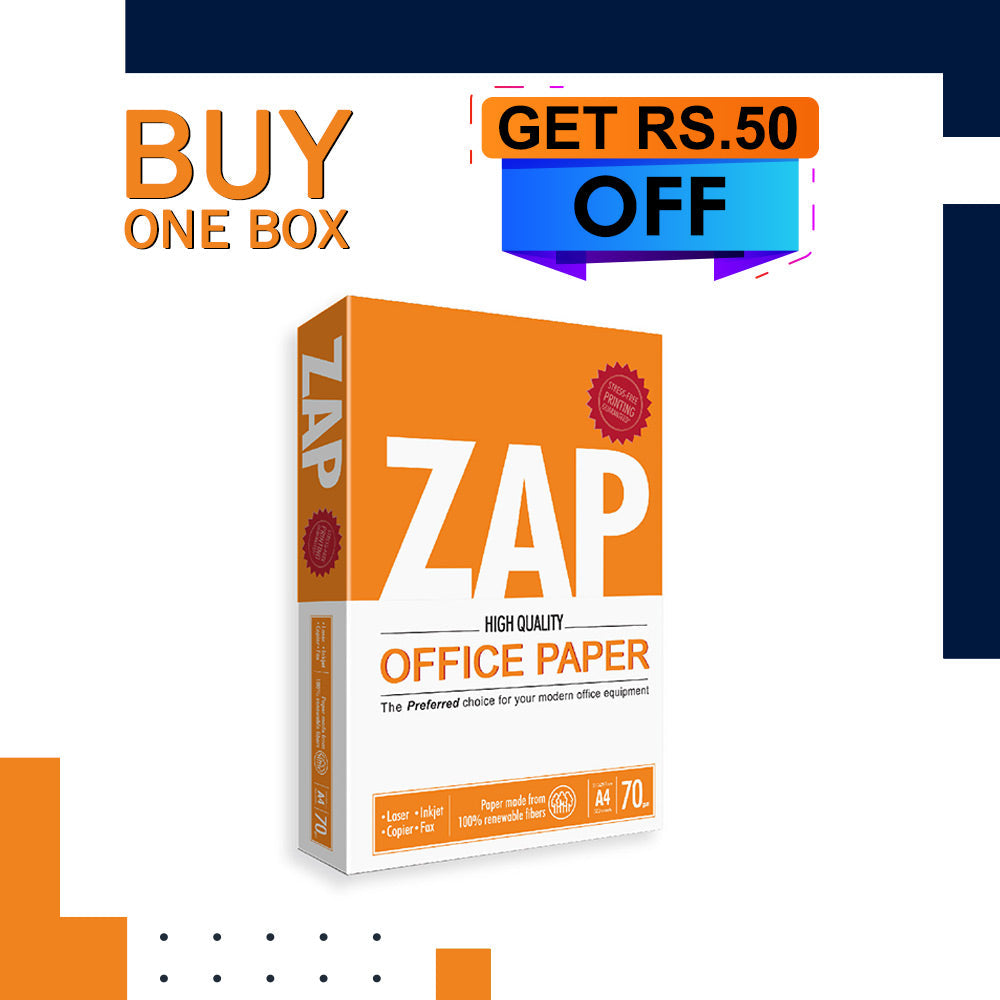 ZAP 70Gsm A4 Printing Paper : Get FREE delivery and huge discounts @   – KATIB - Paper and Stationery at your doorstep