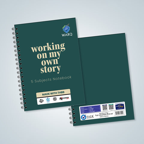 WARQ Premium Spiral Notebook – 5 Subjects [Working On My Own Story] [COB]