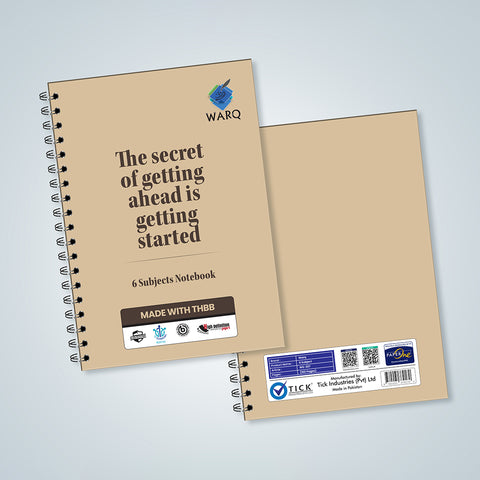 WARQ Premium Spiral Notebook – 6 Subjects [The secret of getting ahead is getting started] [COB]