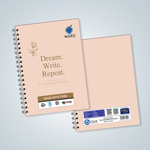 WARQ Premium Spiral Notebook [Dream. Write. Repeat] – 5 Subjects [COB]