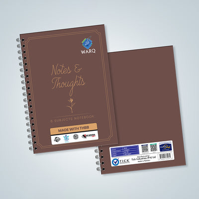 WARQ Premium Spiral Notebook [Notes & Thoughts] – 6 Subjects [COB]