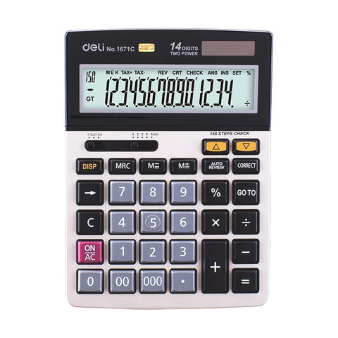 Deli Core Series E1671C Metal Surface 14-Digits Desktop Calculator [IP][1Pc]