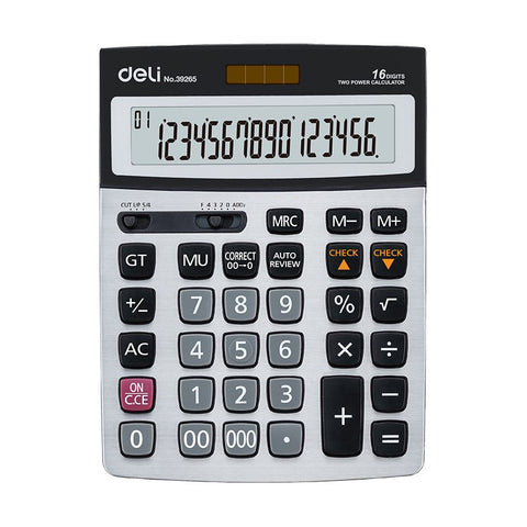 Deli Core Series E39265 Metal Surface 16-Digits Desktop Calculator [IP][1Pc]