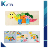 Colorful Wooden Dinosaur Shaped Puzzle with Numerical Number [PD][1Pc]