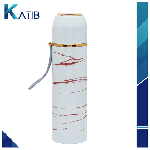 WATER BOTTLE FLASK MARBLE TEXTURE WHITE [PD][1Pc]