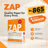 ZAP 70Gsm A4 Printing Paper Only For Karachi  [REAM]