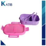 Pink Four-Lock Lunch Box With Spoon & Chopsticks [PD][1Pc]