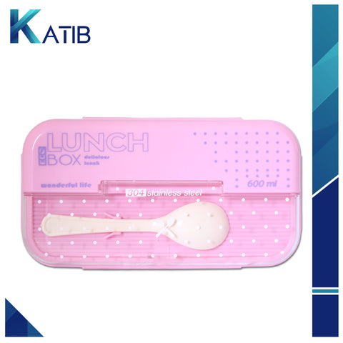 Pink ECO Lunch Box - 600ml with 304 Stainless Steel Spoon [PD][1Pc]