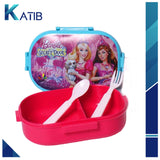 Barbie Lunch Box With Two Portions, Spoon & Fork [PD][1Pc]