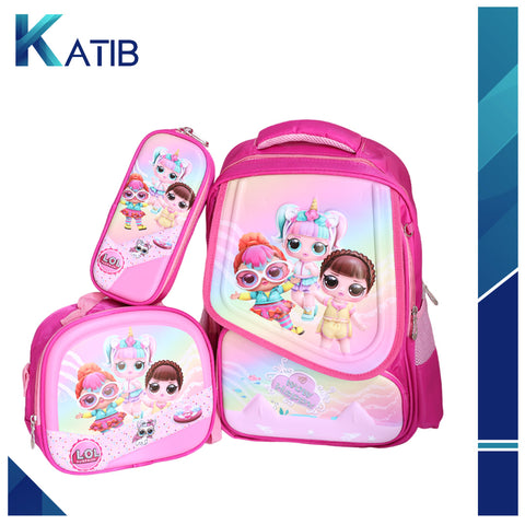 Happy Kids Backpack with Cute Characters Trolly Bag 3 In 1 [PD][1Pc]