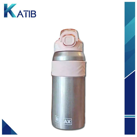 Silver Pink Steel Water Bottle [PD][1PC]