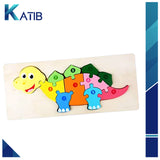 Colorful Wooden Dinosaur Shaped Puzzle with Numerical Number [PD][1Pc]