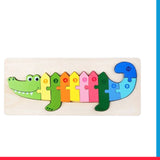 Colorful Wooden Crocodiles Shaped Puzzle with Numerical Number [PD]