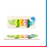 Colorful Wooden Crocodiles Shaped Puzzle with Numerical Number [PD]