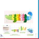Colorful Wooden Crocodiles Shaped Puzzle with Numerical Number [PD]