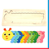 Colorful Wooden Caterpillar Shaped Puzzle with Numerical Number [PD]