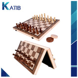 Wooden Chess And Checkers Set Foldable Box Small[1Pc][PD]