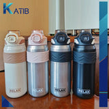 Silver Pink Steel Water Bottle [PD][1PC]