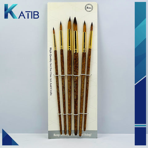 Keep Smiling Round Paint Brush Set 6pcs [PD][1Pack]