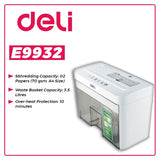 Deli E9932 2-Pages Cross-Cut Paper/CD/Card Shredder [IP][1Pc]