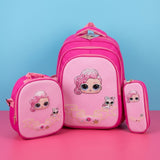 3 Pcs Trolly Girls School Bag [PD][1Pc]