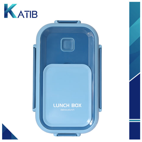 Blue Dual Color Lunch Box with Spoon & Fork - Compact & Portable [PD][1Pc]