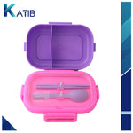 Pink Four-Lock Lunch Box With Spoon & Chopsticks [PD][1Pc]