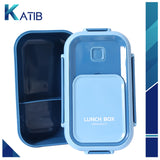 Blue Dual Color Lunch Box with Spoon & Fork - Compact & Portable [PD][1Pc]