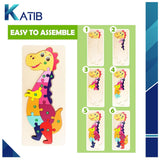 Colorful Wooden Dinosaur Shaped Puzzle with Numerical Number [PD][1Pc]