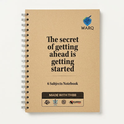 WARQ Premium Spiral Notebook – 6 Subjects [The secret of getting ahead is getting started] [COB]