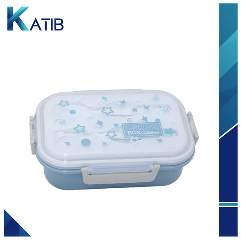Complete Kids' Lunch Box with Fork and Spoon Light Blue[1Pc][PD]