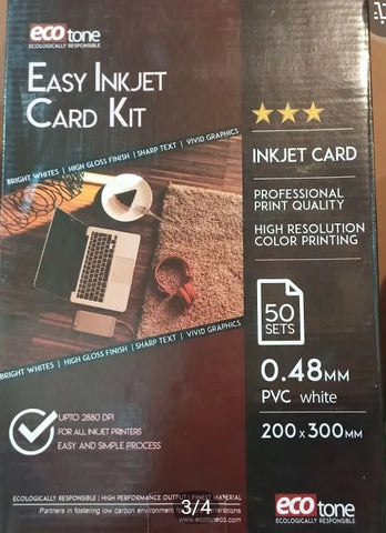 Ecotone PVC ID Card Material A4Size 0.48mm PVC/PET 50-Sets (Office Mart) [IP]