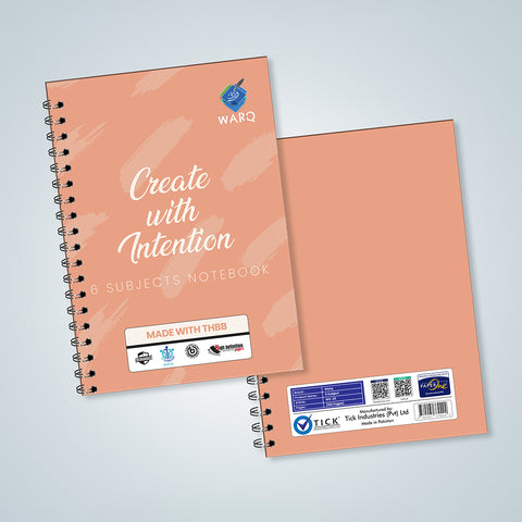WARQ Premium Spiral Notebook [Create with Intention] – 6 Subjects [COB]
