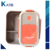 Dual Color Lunch Box with Spoon & Fork - Compact & Portable [PD][1Pc]