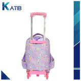 RAINBOW UNICORN TROLLEY BACKPACK 3 IN 1 KIDS TROLLY BAG[1Pc][PD]