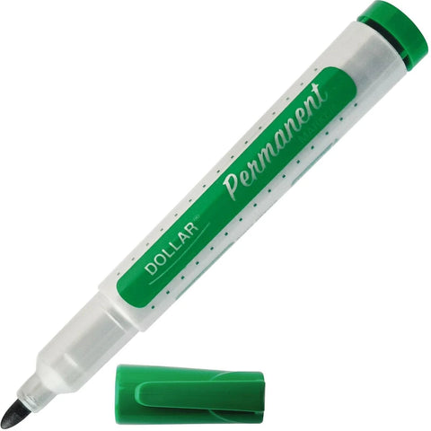 Dollar Round Tip Permanent Marker 5mm Green [PD][1Box]