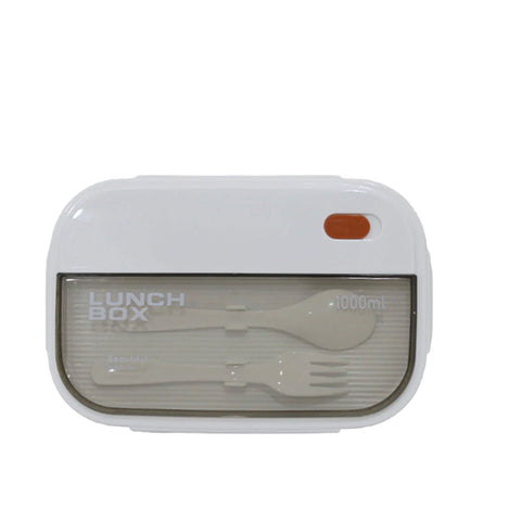 Kids Wheat Straw LunchBox With Spoon & Fork- Gray 1000ml[1Pc][PD] - Kaliber