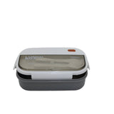Kids Wheat Straw LunchBox With Spoon & Fork- Gray 1000ml[1Pc][PD] - Kaliber