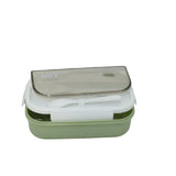 Kids Wheat Straw LunchBox With Spoon & Fork- Green 1000ml[1Pc][PD] - Kaliber