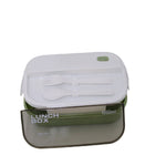 Kids Wheat Straw LunchBox With Spoon & Fork- Green 1000ml[1Pc][PD] - Kaliber