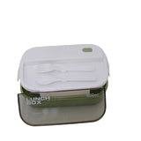Kids Wheat Straw LunchBox With Spoon & Fork- Green 1000ml[1Pc][PD] - Kaliber