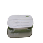 Kids Wheat Straw LunchBox With Spoon & Fork- Green 1000ml[1Pc][PD] - Kaliber