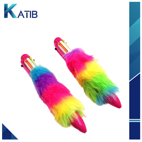 6-in-1 Ball Multicolor Feather Fur Ballpoint Pen [PD][1Pc]